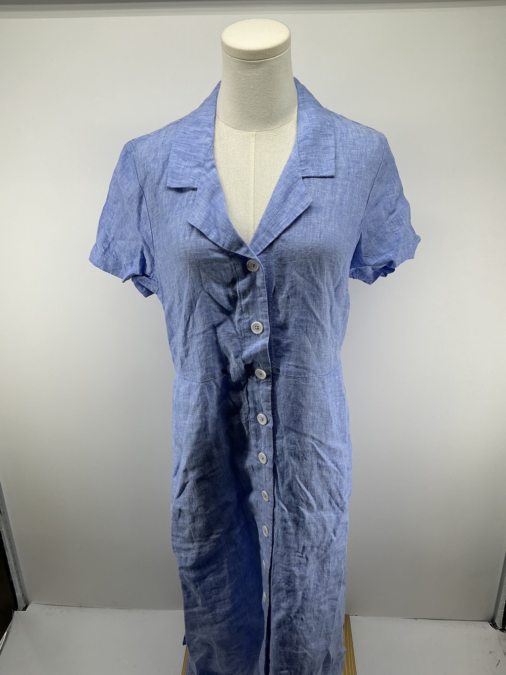 100% European Linen Button Front Dress